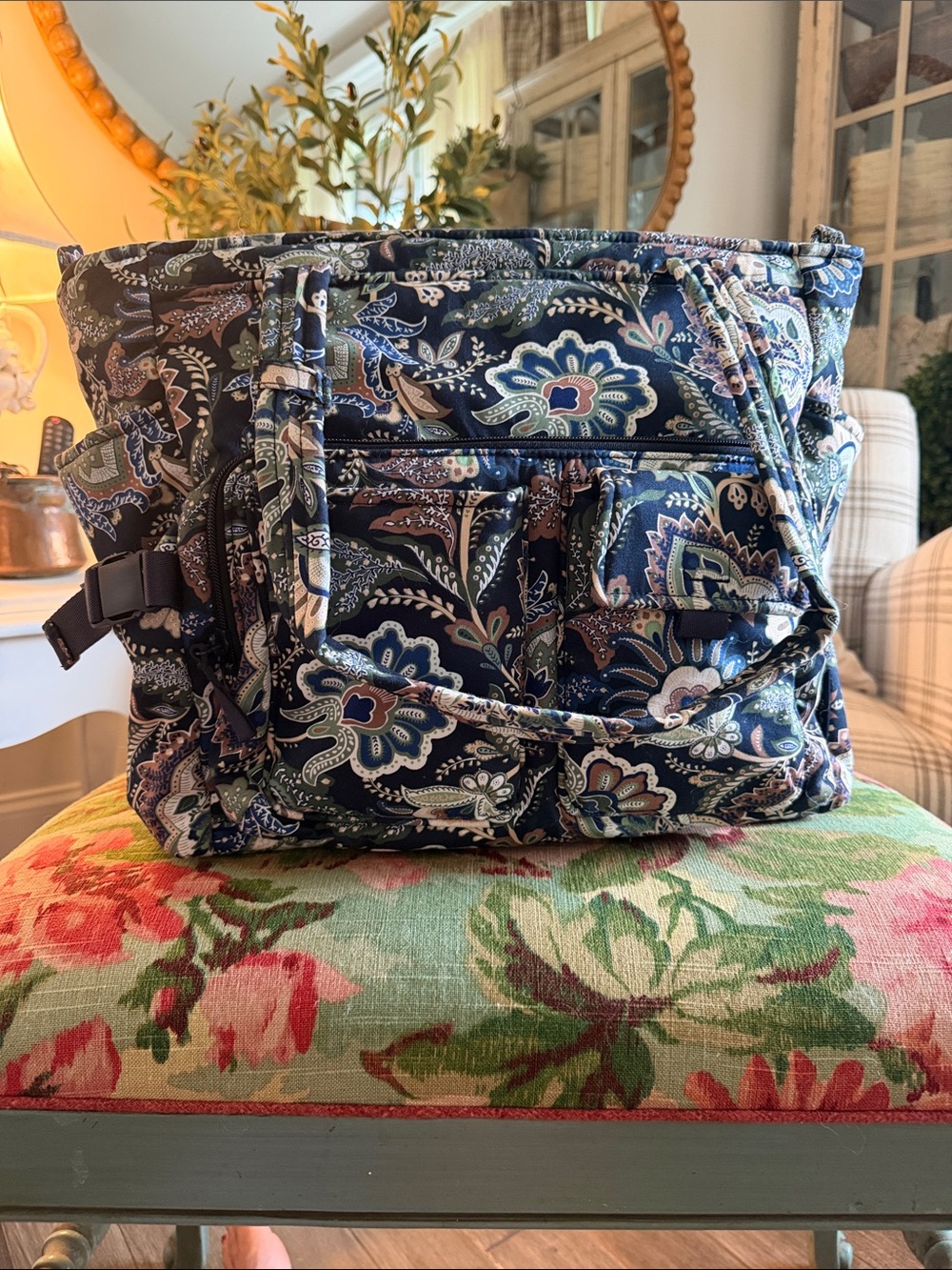 Vera Bradley Navy Paisley Quilted Shoulder Bag
